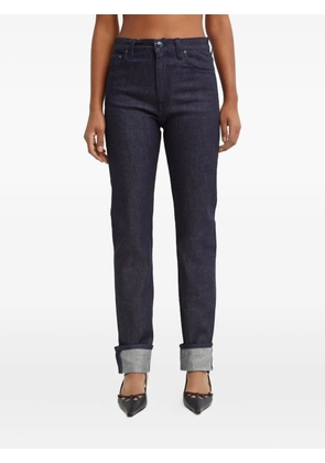 Victoria Beckham five-pocket leather-patch trousers - Blue