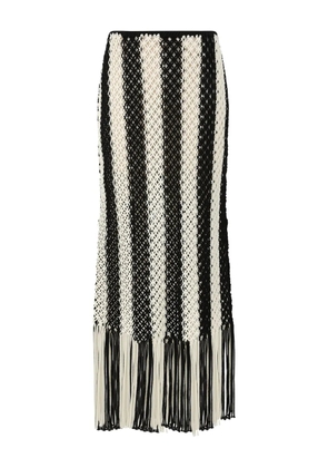 ZIMMERMANN macramé-fabric fringed-hem maxi skirt - Neutrals