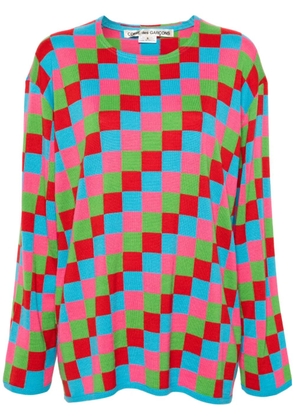 Comme Des Garçons checked fisherman's-knit jumper - Pink