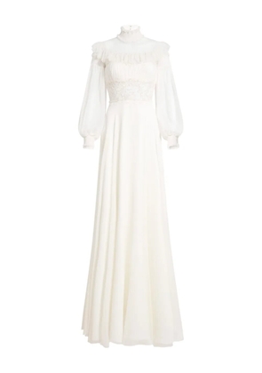 Jenny Packham Arden ruffled maxi dress - White