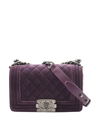 CHANEL Pre-Owned 2013-2014 Small Quilted Velvet Boy Flap shoulder bag - Purple