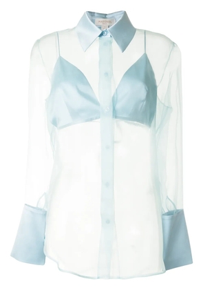 Materiel silk organza sheer shirt with bra - Blue