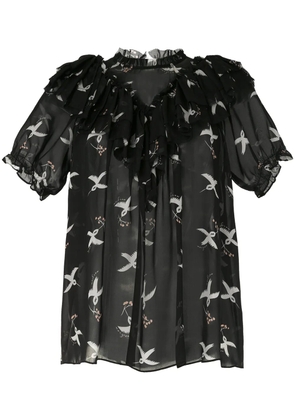 Macgraw Migration Bird Print blouse - Black