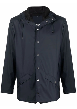 Rains drawstring-hooded buttoned rain jacket - Blue