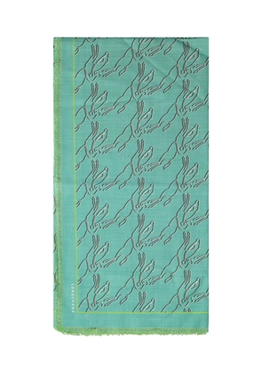 Longchamp fringed horse-motif scarf - Green