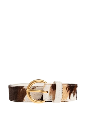 DUKE & DEXTER Ellis round-buckle patterned belt - White