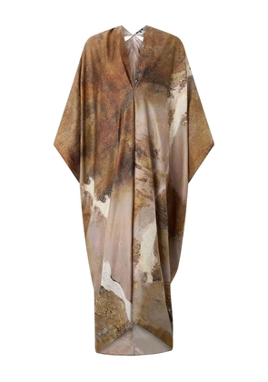 Roberto Cavalli marble-print silk kaftan - Neutrals