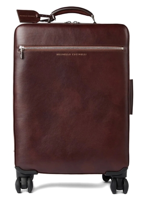 Brunello Cucinelli leather wheeled suitcase - Red