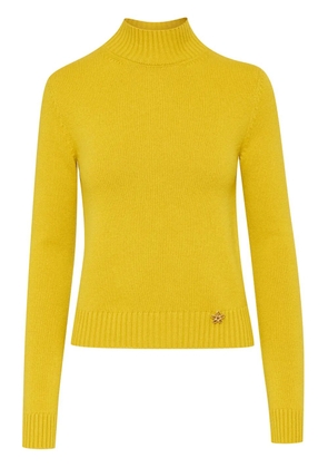 Oscar de la Renta O Flower mock-neck cashmere jumper - Yellow