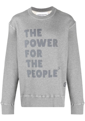 The Power For The People logo-print organic-cotton sweatshirt - Grey