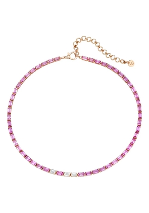 SHAY 18K rose gold pink sapphire and diamond tennis necklace