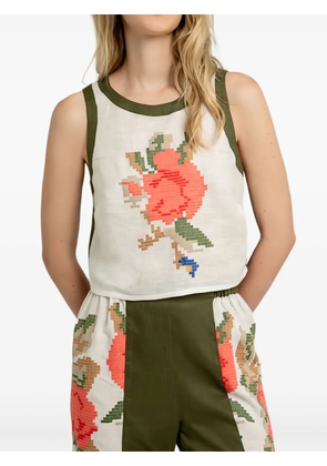 GREEK ARCHAIC KORI rose-print sleeveless top - White