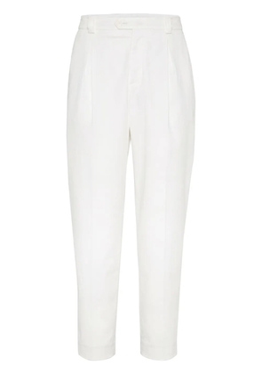 Brunello Cucinelli gabardine-weave trousers - White