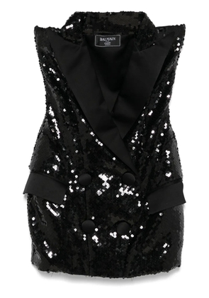 Balmain sequinned tailored mini dress - Black
