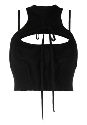 Monse cut-out detail ribbed top - Black