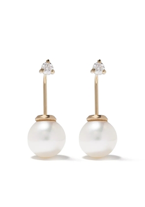 Mizuki 14kt gold diamond pearl earrings
