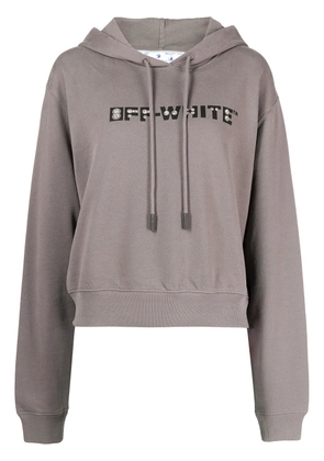 Off-White rhinestone-embellished logo hoodie - Grey