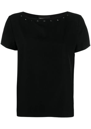 Emporio Armani studded boat neck T-shirt - Black