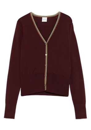 Paul Smith Signature Stripe-trim cardigan - Red