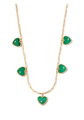 Yvonne Léon 9kt and 18kt yellow gold malachite five heart pendant necklace