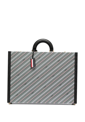 Thom Browne logo-print striped briefcase - Grey