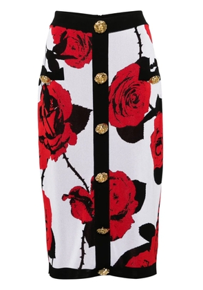 Balmain floral-jacquard midi skirt - White