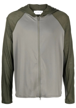 Post Archive Faction colour-block zip-up hoodie - Green