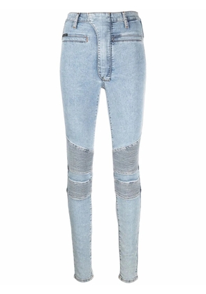 Philipp Plein Iconic high waisted biker jeans - Blue