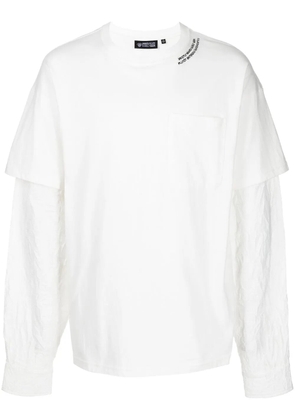 Mostly Heard Rarely Seen Crinkle Woven long-sleeve T-shirt - White