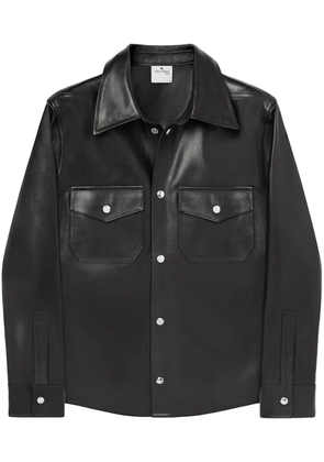 Courrèges patch pocket leather shirt - Black