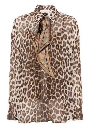 ZIMMERMANN Illustration leopard-print shirt - Brown