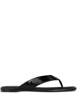 Courrèges vinyl-texture logo slides - Black