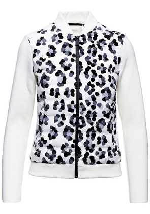 Aztech Mountain Dale of Aspen panelled leopard-print knitted jacket - White