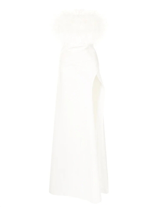 Rachel Gilbert Linc feather-trim detail gown - White