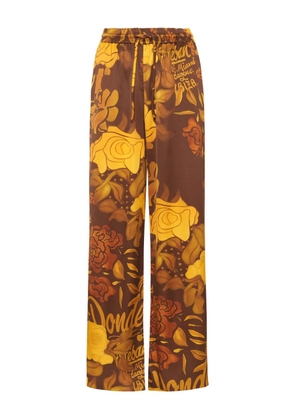 Donde Esteban Veranera drawstring floral trousers - Brown