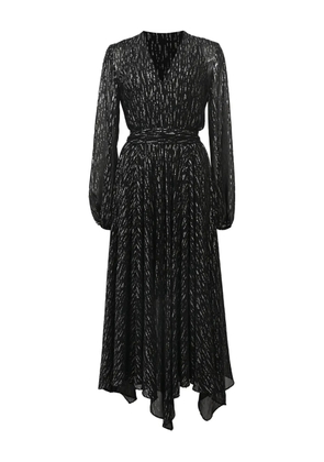 Maje Route gathered long-sleeve midi dress - Black