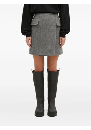 Sportmax Laccio pocket herringbone skirt - Grey