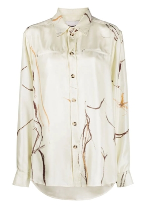 Nanushka oversize printed silk shirt - Neutrals