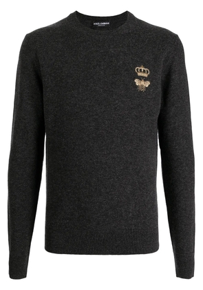 Dolce & Gabbana fine-knit embroidered jumper - Grey