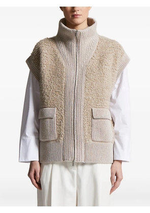 Peserico high-neck flap-pocket knitted vest - Neutrals