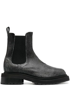 Eckhaus Latta Mike cracked-effect leather boots - Black