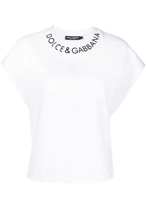 Dolce & Gabbana logo-embroidered cotton T-shirt - White