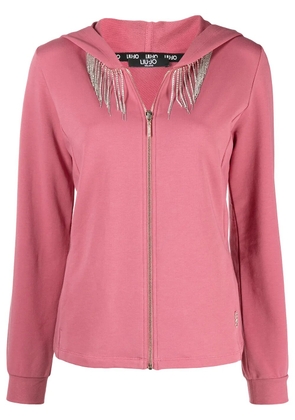 LIU JO crystal embellished chest hoodie - Pink