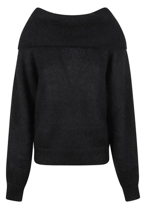 P.A.R.O.S.H. off-shoulder mohair jumper - Black