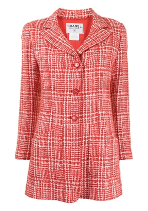 CHANEL Pre-Owned 1997 checked tweed coat - Red