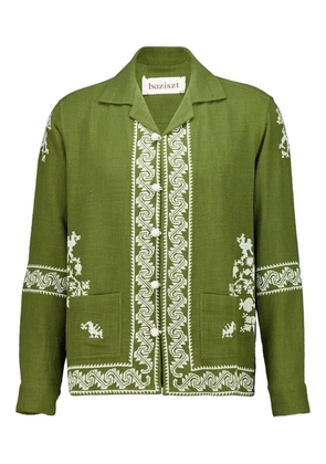 Baziszt embroidered long-sleeve shirt - Green