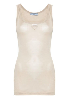 Prada triangle-logo tank top - Neutrals