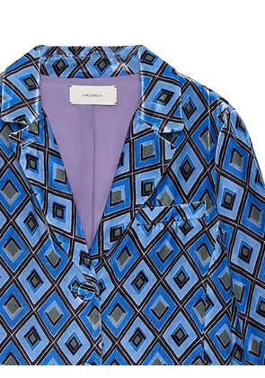MALIPARMI geometric-pattern button jacket - Blue