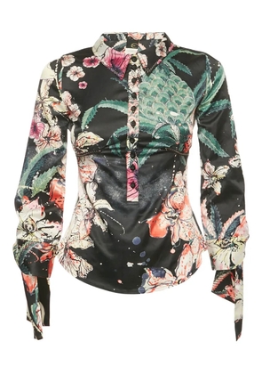 Just Cavalli floral-print satin shirt - Black