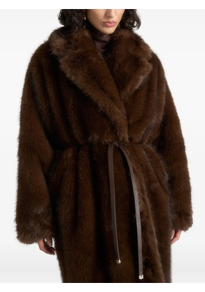 Manière De Voir Bria faux fur belted coat - Brown